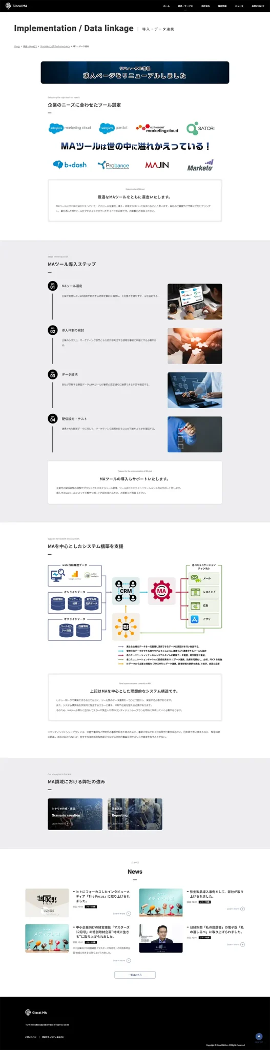 [Glocal MA / Marketing services website] Implementation and data integration page