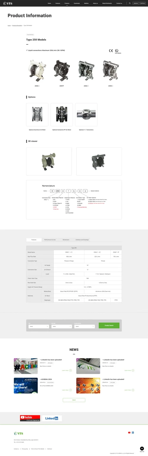 [YTS / Diaphragm Pump Manufacturer Site] English Website Product Page