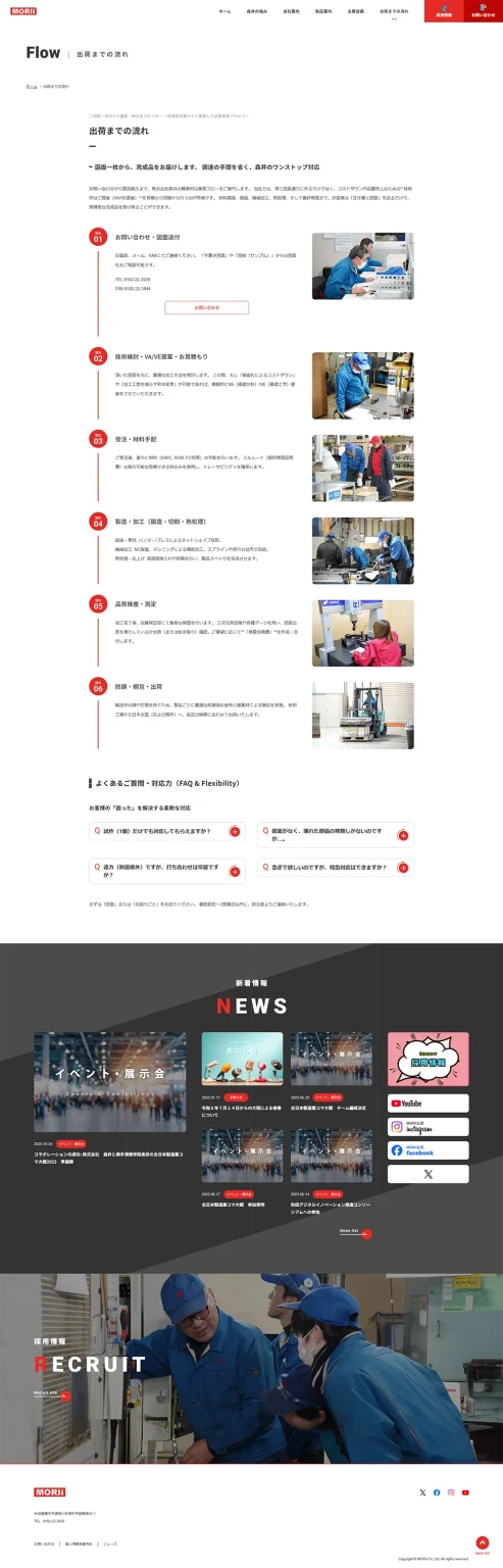 [Morii / Precision Machining] Production Flow Page