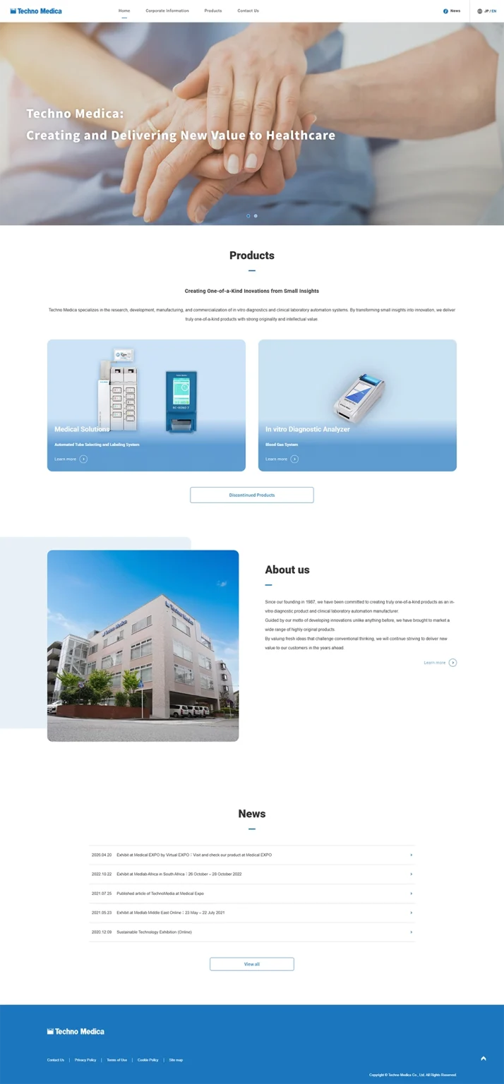[Techno Medica / Medical Device Manufacturer] English Home Page
